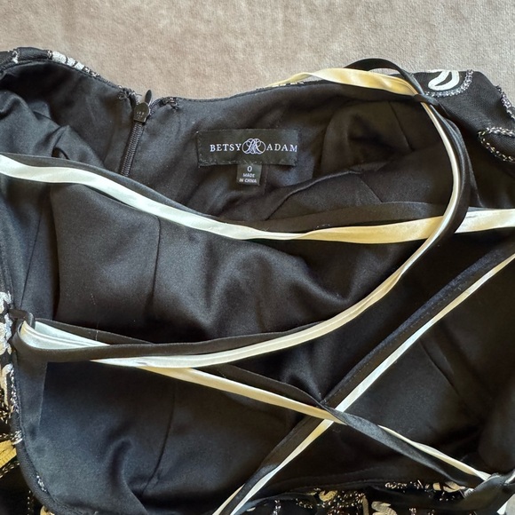 Betsy & Adam Black and White Strapless Gown - Picture 3 of 10